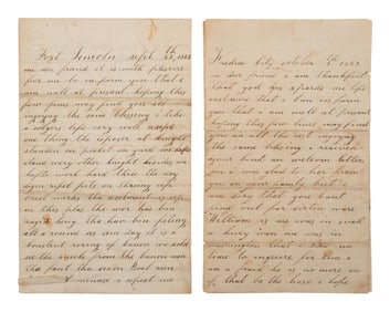 [CIVIL WAR]. 2 letters from Pvt. Reynolds Everts, 136th PA Infantry, mentioning Stonewall Jackson