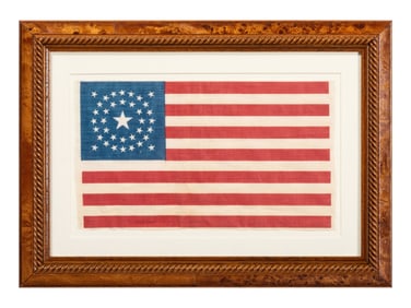 [FLAGS]. 37-star American parade flag with double-medallion configuration. Ca 1867-1876.