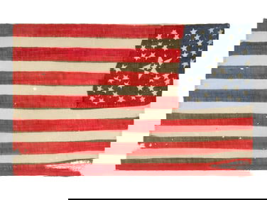 [FLAGS]. 38-star American parade flag with floral star pattern. Ca 1876.