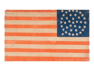 [FLAGS]. 38-star American parade flag with triple medallion pattern. Ca 1876-1890.