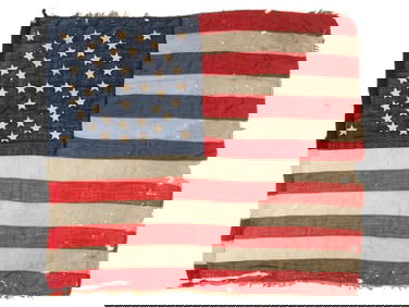 [FLAGS]. 42-star American flag with double-medallion star pattern. Ca 1889-1890.