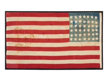 [FLAGS]. 42-star American flag with blue calico canton. Ca 1889-1890.