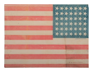 [FLAGS]. 42-star American flag on tissue, made by Dennison Mfg. Co. Ca 1889-1890.
