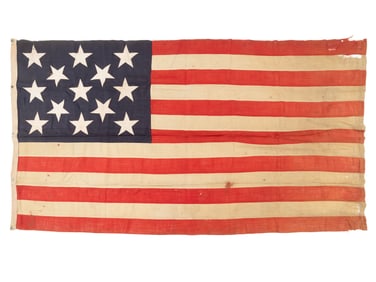 [FLAGS]. 13-star American Naval Ensign stamped "US Ensign No. 6, Navy Yard, New York." 1902.