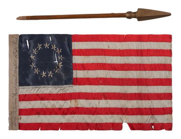 [FLAGS]. 13-star flag made by Betsy Ross' great granddaughter. Ca 1910.