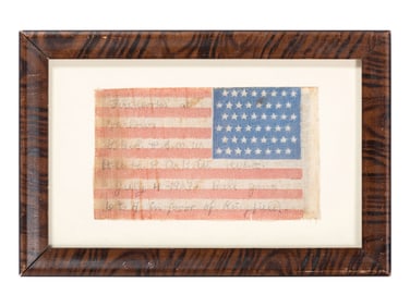 [FLAGS]. 48-Star baseball game flag with detailed inscription. Maine, Ca 1903.