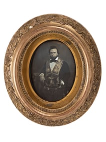 [EARLY PHOTOGRAPHY]. Whole plate daguerreotype of a masonic subject housed in original frame.