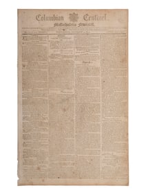 [ADAMS, John (1735-1826)]. Columbian Centinel. Vol. XXXIV, No. 27. Boston, MA: Benjamin Russell, 3