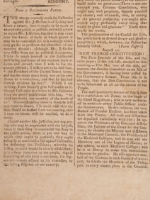 [JEFFERSON, Thomas (1743-1826)]. Newport Mercury. No. 2112. Newport, RI: Ann Barber, 28 September