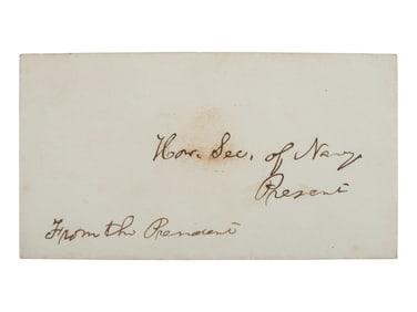LINCOLN, Abraham (1809-1865). Autograph envelope addressed to Secretary of Navy [Gideon Welles] in