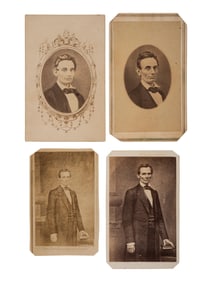 [LINCOLN, Abraham (1809-1865)]. 4 images of a beardless Lincoln, incl. Cooper Union pose by BRADY.