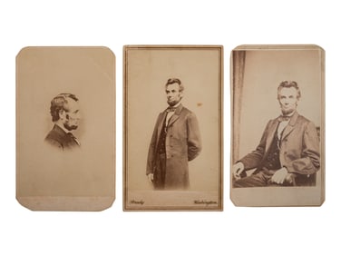 [LINCOLN, Abraham (1809-1865)]. 3 CDVs of Lincoln taken by BRADY and BERGER. January and February