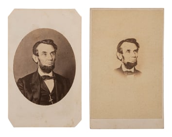[LINCOLN, Abraham (1809-1865)]. WENDEROTH & TAYLOR, photographers. 2 CDVs of Lincoln. Philadelphia,