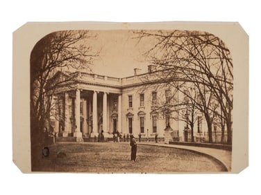 [LINCOLN, Abraham (1809-1865]. [WARREN, Henry F., photog., attrib.]. CDV of the White House possibly