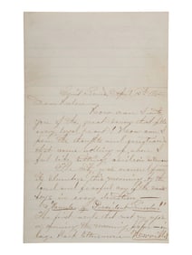 [LINCOLN ASSASSINATION]. Letter from Allen Houghton, paymaster of the western branch of the Union
