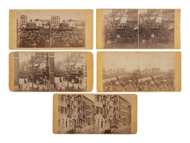 [LINCOLN, Abraham (1809-1865)]. The Lincoln funeral in PHILADELPHIA. 5 stereoviews documenting the