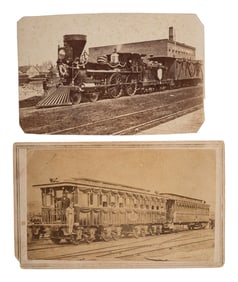 [LINCOLN FUNERAL]. A group of 2 CDVs of the Lincoln funeral train in Buffalo, NY, and Springfield,