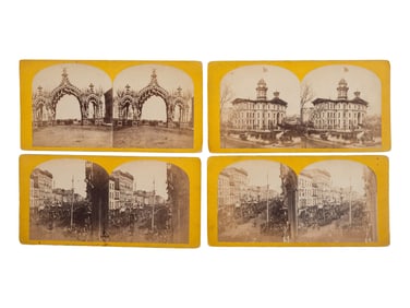 [LINCOLN, Abraham (1809-1865)]. The Lincoln funeral in CHICAGO. 7 stereoviews recording the