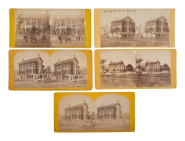[LINCOLN, Abraham (1809-1865)]. 5 stereoviews featuring the Lincoln home in Springfield, incl. 4