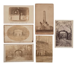 [LINCOLN, Abraham (1809-1865)]. A group of 6 CDVs of Lincoln's tomb and Oak Ridge Cemetery in