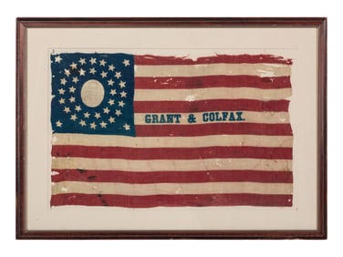 [FLAGS-POLITICS]. 37-star "Grant & Colfax" campaign parade flag. 1868.