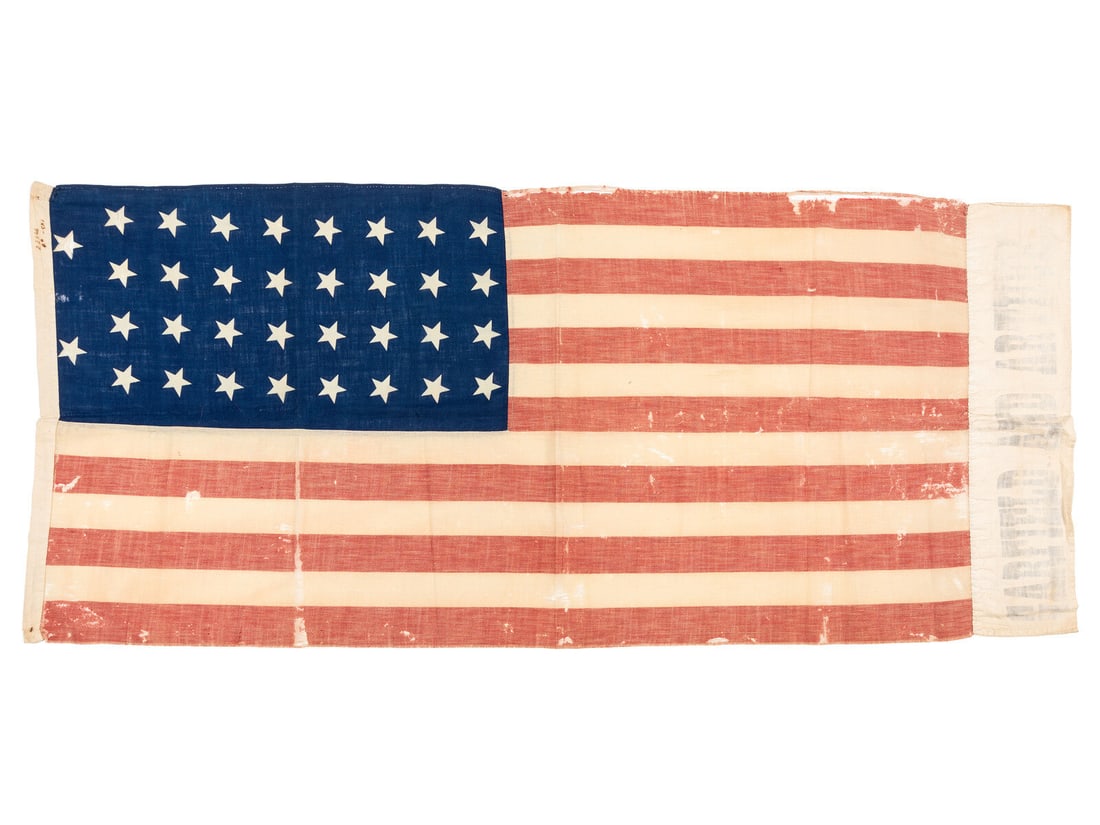 [FLAGS-POLITICS]. 34-star "Garfield and Arthur" campaign flag. Ca 1880. (1 of 3)