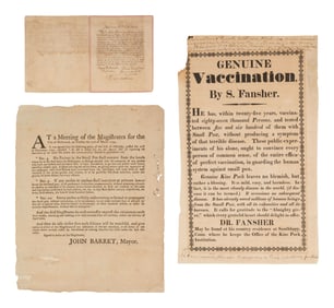 [VACCINATION]. Two early vaccination broadsides and a note from the "Chairman of the Committee for