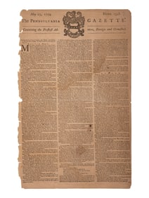 [FRENCH & INDIAN WAR]. Coverage of the Albany Congress featured in The Pennsylvania Gazette. No.