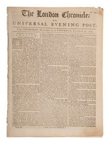 [FRENCH & INDIAN WAR]. An account of the Siege of Fort William Henry featured in the London