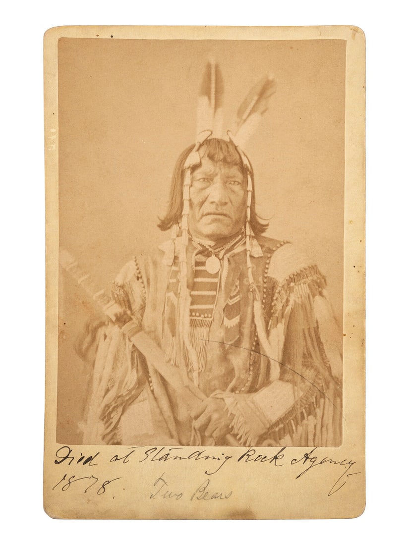 [NATIVE AMERICANS]. GARDNER, Alexander (1821-1882), photographer. Cabinet card of Two Bears, Lower (1 of 2)