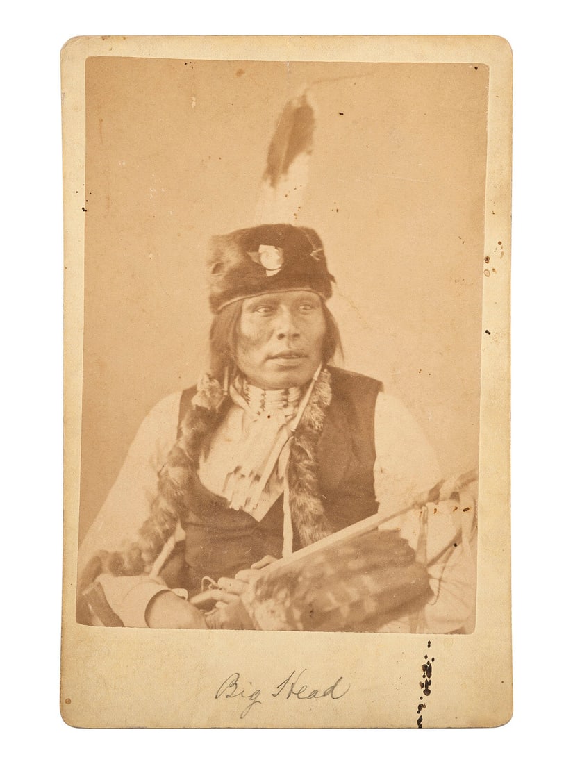 [NATIVE AMERICANS]. [GARDNER, Alexander (1821-1882), photographer]. Cabinet card of Big Head, Upper (1 of 2)