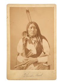 [NATIVE AMERICANS]. [JACKSON, William Henry (1843-1942) photographer]. Cabinet card of Thunder Hawk,
