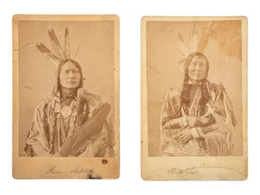 [NATIVE AMERICANS]. 2 cabinet cards of Bull's Ghost and Running Antelope by JACKSON and GARDNER,