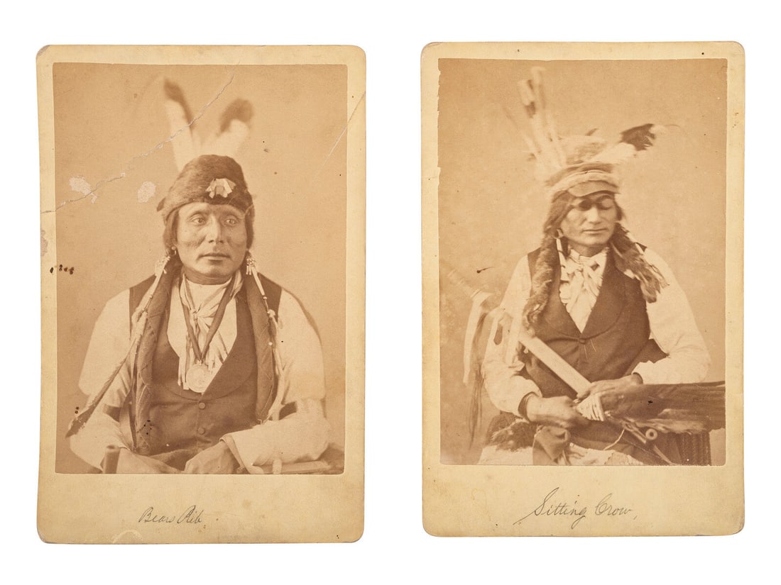 [NATIVE AMERICANS]. [JACKSON, William Henry (1843-1942) photographer]. 2 cabinet cards of Sitting (1 of 2)
