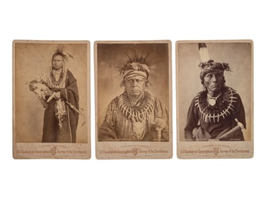 [NATIVE AMERICANS]. A group of 3 cabinet cards of Native American subjects from the Hayden