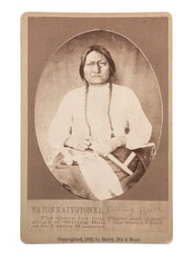 [NATIVE AMERICANS]. Sitting Bull cabinet photograph. Fort Randall, Dakota Territory: Bailey, Dix &