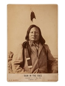 [NATIVE AMERICANS]. Cabinet card of Rain-in-the-Face. Bismarck, ND: D. F. Barry, 1885.