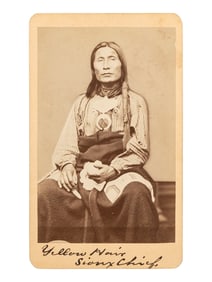 [NATIVE AMERICANS]. CDV of "Yellow Hair / Sioux Chief." Colorado Springs, CO: Byron H. Gurnsey,