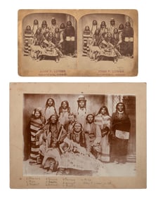 [NATIVE AMERICANS]. Two photographs of a group of Ute Indians with Colorado gunsmith and trader John