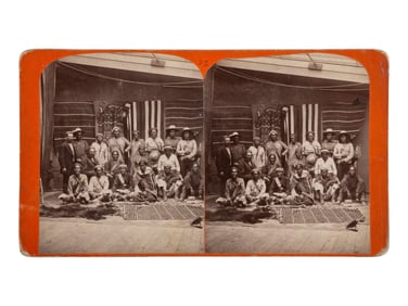 [NATIVE AMERICANS]. Group of Navajo Indians from Northern Arizona, with samples of Blankets made by