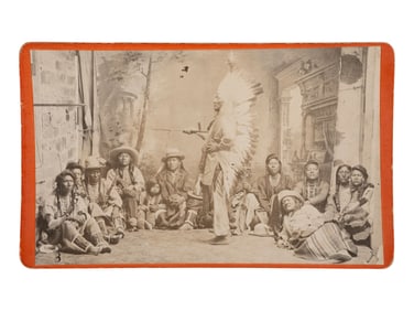 [NATIVE AMERICANS]. Cabinet photograph of Washakie and chiefs in council. Evanston, WY: Baker &