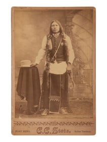 [NATIVE AMERICANS]. Cabinet card of an Arapahoe agency police officer. Fort Reno, Indian Territory: