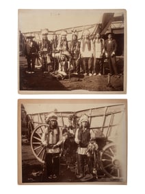 [NATIVE AMERICANS]. Two large format photographs of armed Native American subjects.