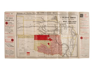[MAPS -- OKLAHOMA LAND RUSH]. Oklahoma And The Cherokee Strip Reached Via The Missouri Pacific