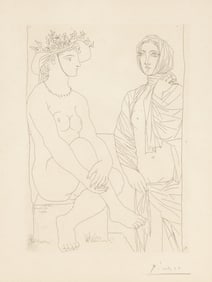 Pablo Picasso (Spanish, 1881-1973) Femme assise au chapeau et femme debout drapée (from La
