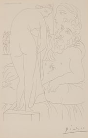 Pablo Picasso (Spanish, 1881-1973) Le Repos du Sculpteur devant un Nu à la Draperie (from La