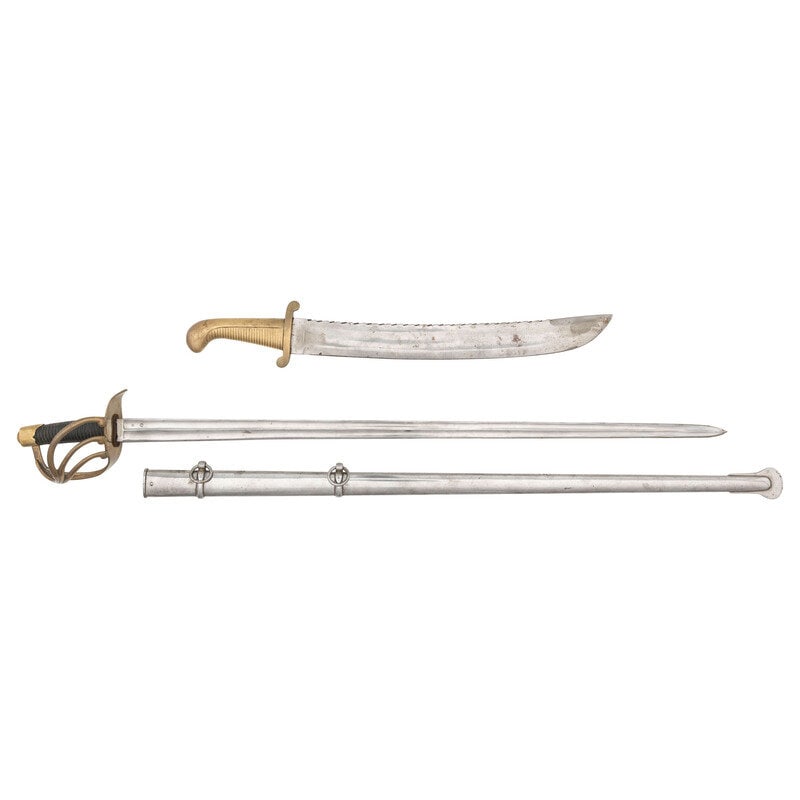 Two Reproduction Edged Weapons: Russian Model 1827 Falchion and French AN XIII Saber (1 of 2)