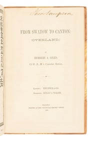 GILES, Herbert A. (1845-1935). From Swatow to Canton. Shanghai: Kelly & Walsh at the "Celestial