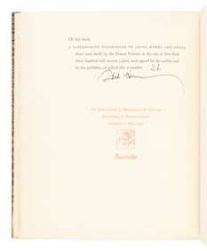 HUNTER, Dard (1883-1966). A Papermaking Pilgrimage to Japan, Korea and China. New York: Pynson