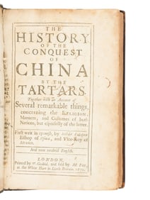 PALAFOX Y MENDOZA, Juan de (1600-1659). The History of the Conquest of China by the Tartars. London:
